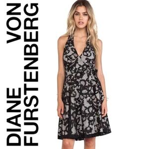 Diane Von Furstenberg Black Halter Midi Dress
